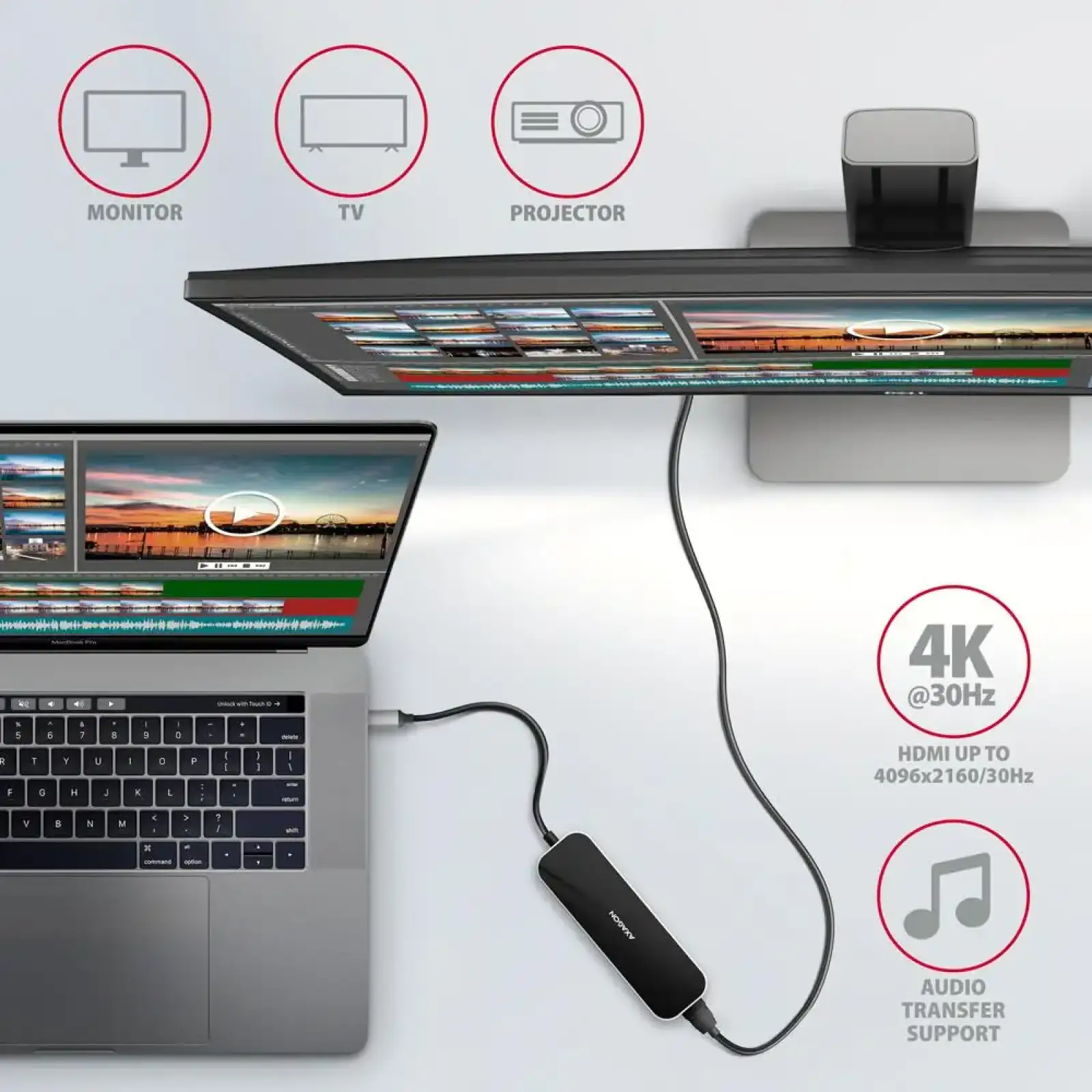 Концентратор USB-C 6IN1 0.2M HMC-6H4A AXAGON UA