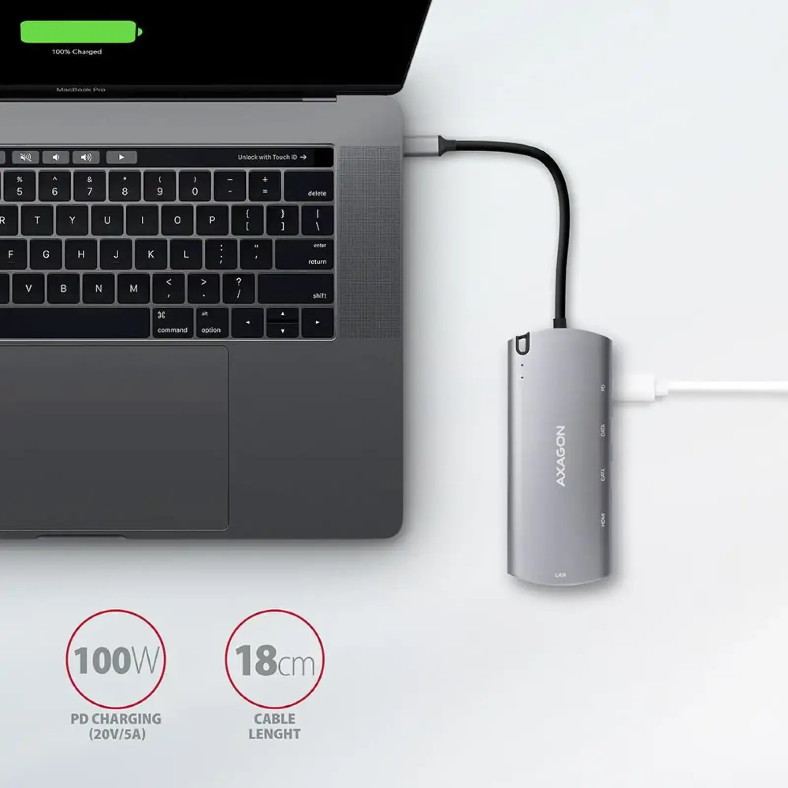 Хаб концентратор AXAGON HMC-7HX2 USB-C 5Гбіт/с DUAL 4K DISPLAY 7in1 hub, Сірий (HMC-6M2) UA