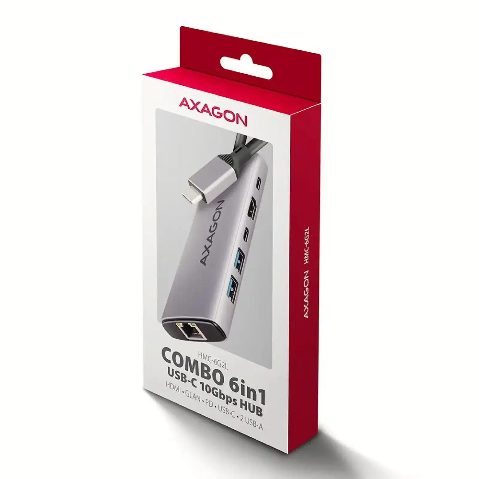 Хаб концентратор AXAGON HMC-6G2L USB-C 10Гбіт/с 6in1 hub, Сірий UA