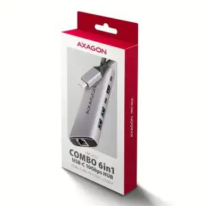 Хаб концентратор AXAGON HMC-6G2L USB-C 10Гбіт/с 6in1 hub, Сірий UA