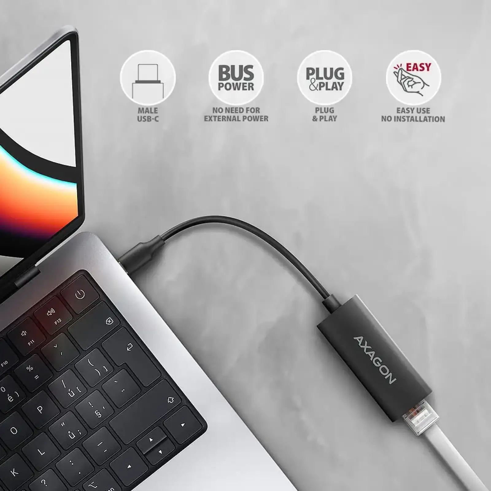 СЗУ AXAGON ADE-ARC USB-C 1 gigabit, чорний UA