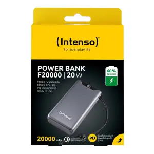 Зовнішній акумулятор USB 20000MAH QC3.0 GREY F20000 7332054 INTENSO UA
