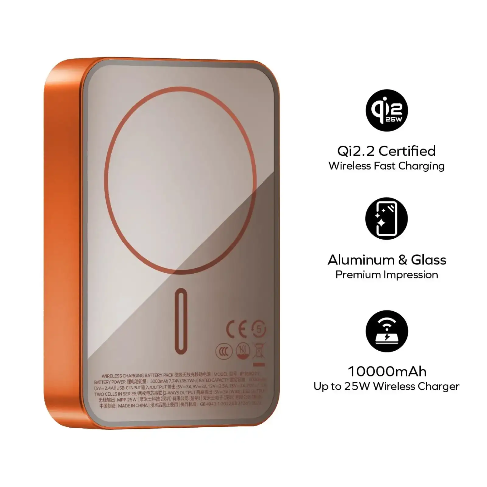 Зовнішній акумулятор WRL 10000MAH SOLAR ORANGE IP168Q22M MOMAX UA