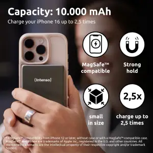Зовнішній акумулятор USB 10000MAH MAG GREY MW10000 7344034 INTENSO UA