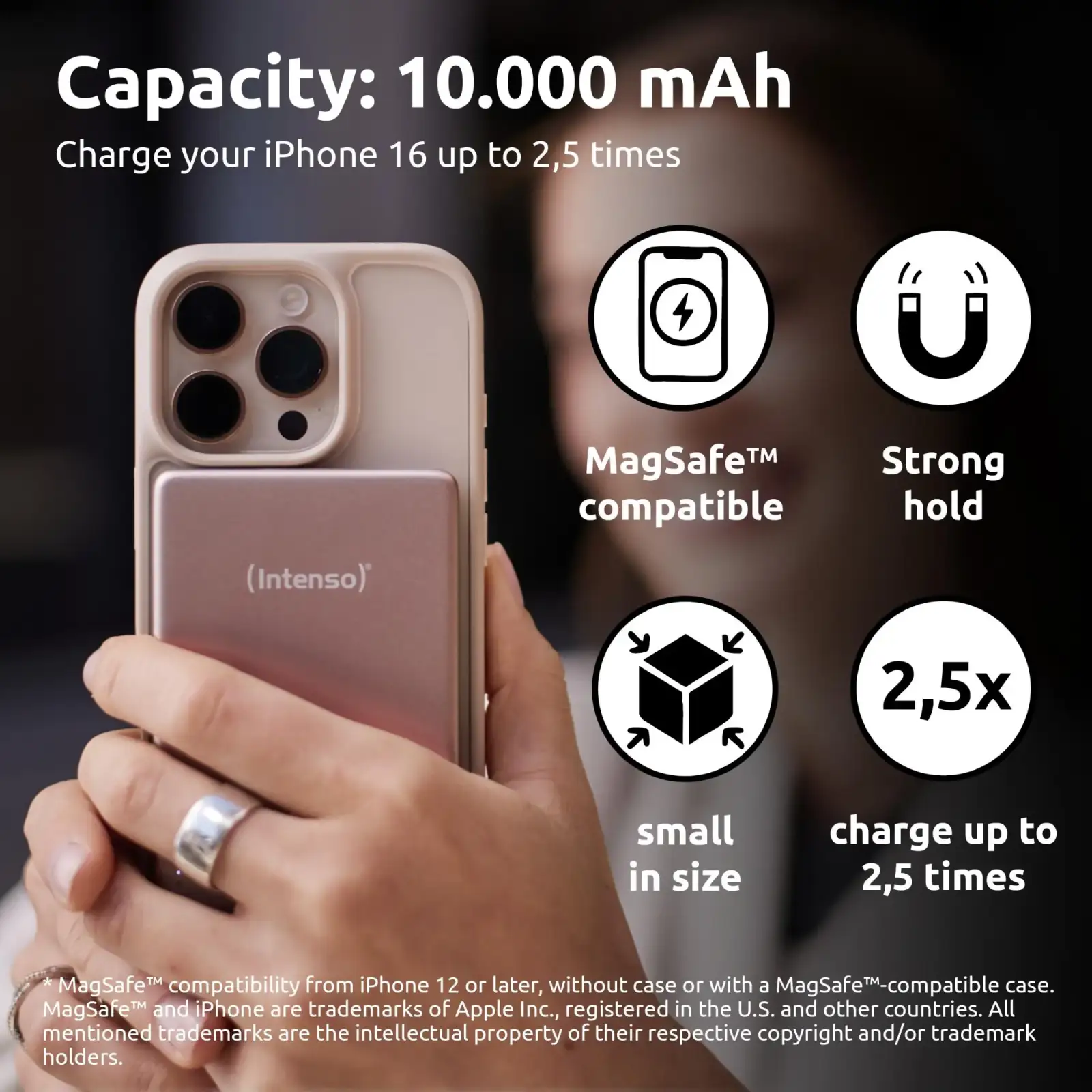 Зовнішній акумулятор USB 10000MAH MAG ROSE MW10000 7344033 INTENSO UA