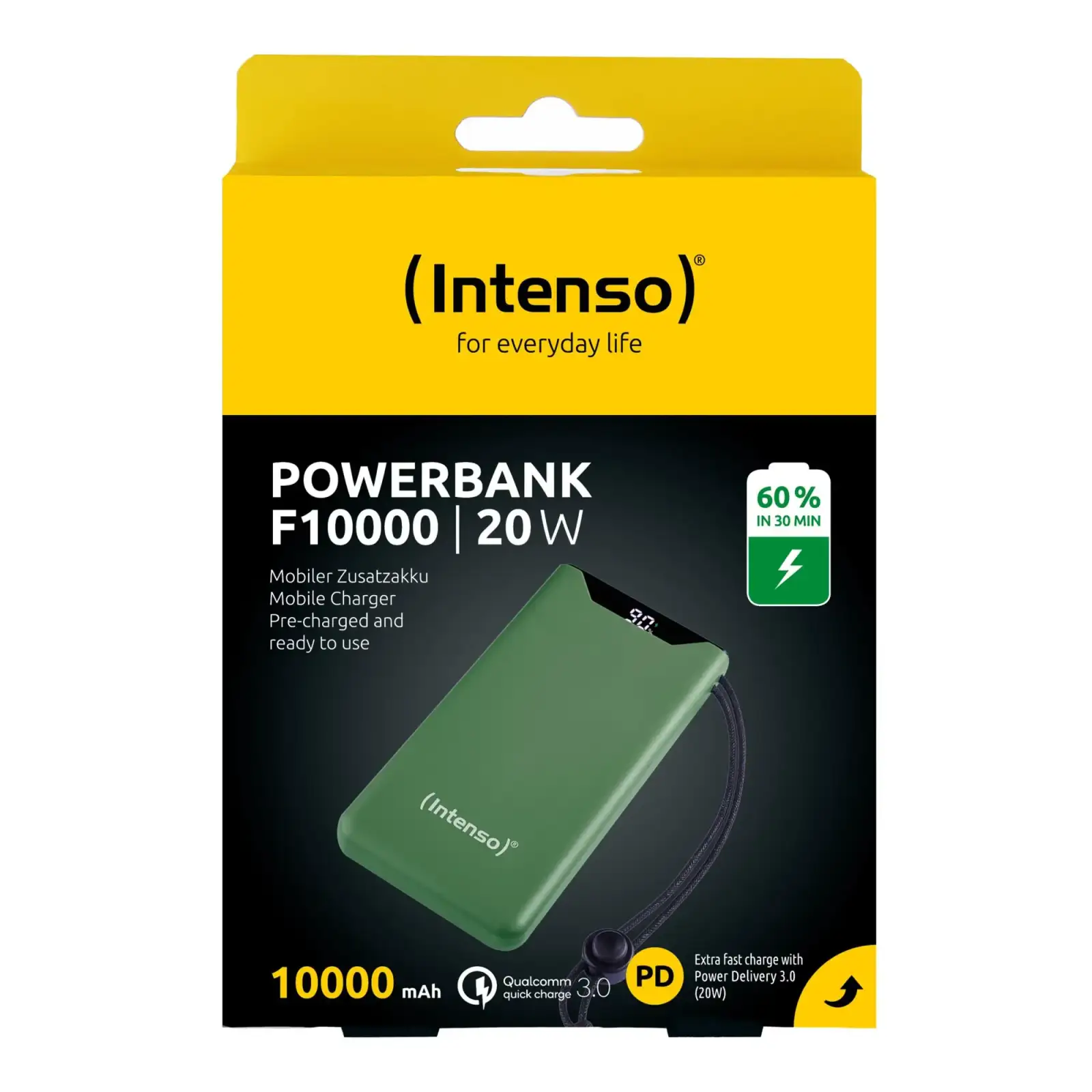 Зовнішній акумулятор USB 10000MAH QC3.0 GREEN F10000 7332037 INTENSO UA