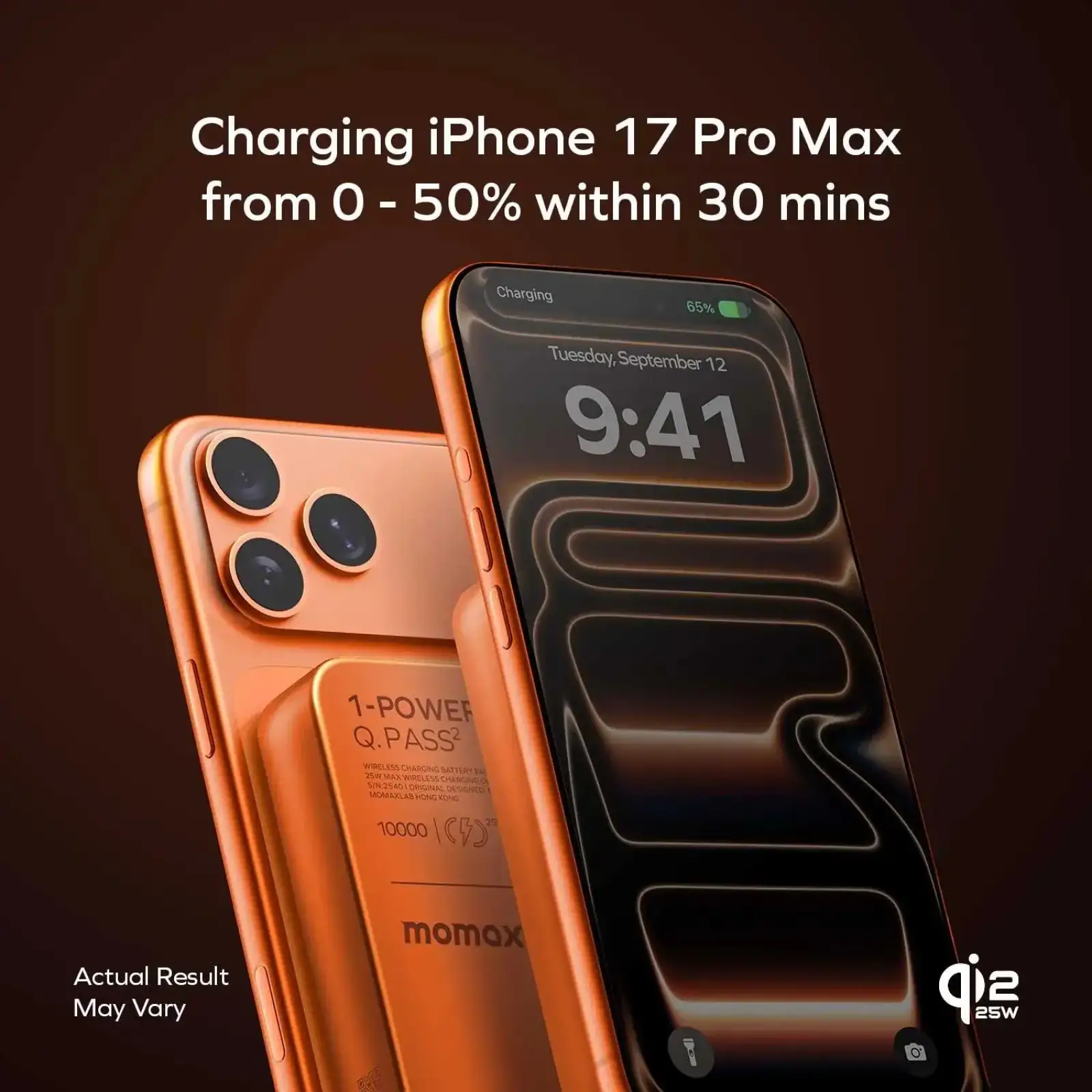 Зовнішній акумулятор WRL 10000MAH SOLAR ORANGE IP168Q22M MOMAX UA