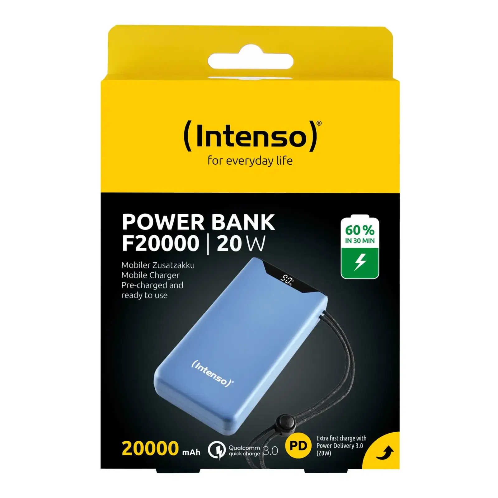 Зовнішній акумулятор USB 20000MAH QC3.0 BLUE F20000 7332055 INTENSO UA