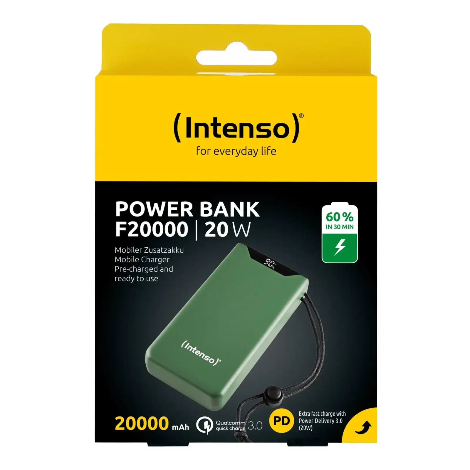 Зовнішній акумулятор USB 20000MAH QC3.0 GREEN F20000 7332057 INTENSO UA