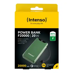 Зовнішній акумулятор USB 20000MAH QC3.0 GREEN F20000 7332057 INTENSO UA