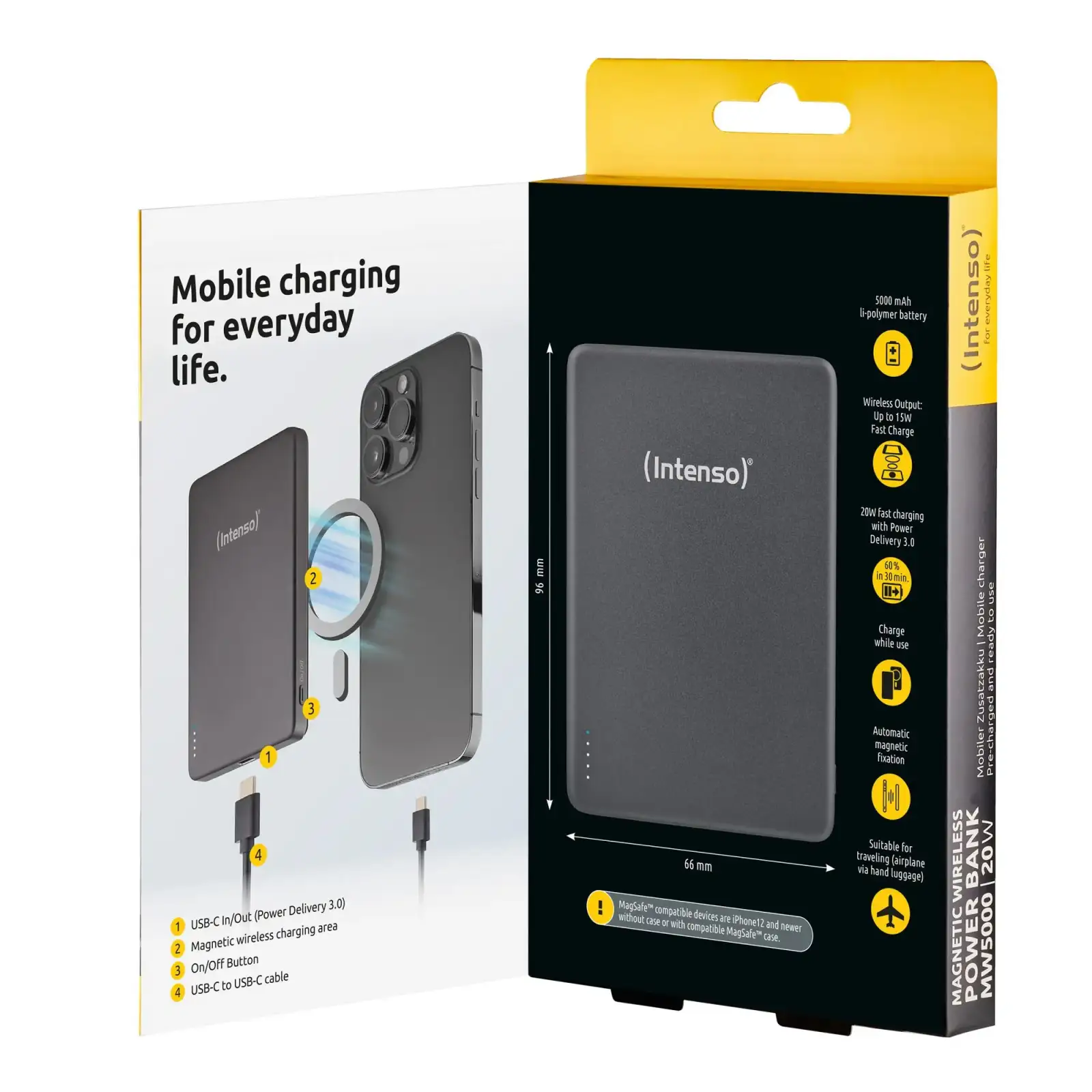 Зовнішній акумулятор USB 5000MAH MAG GREY MW5000 7344024 INTENSO UA