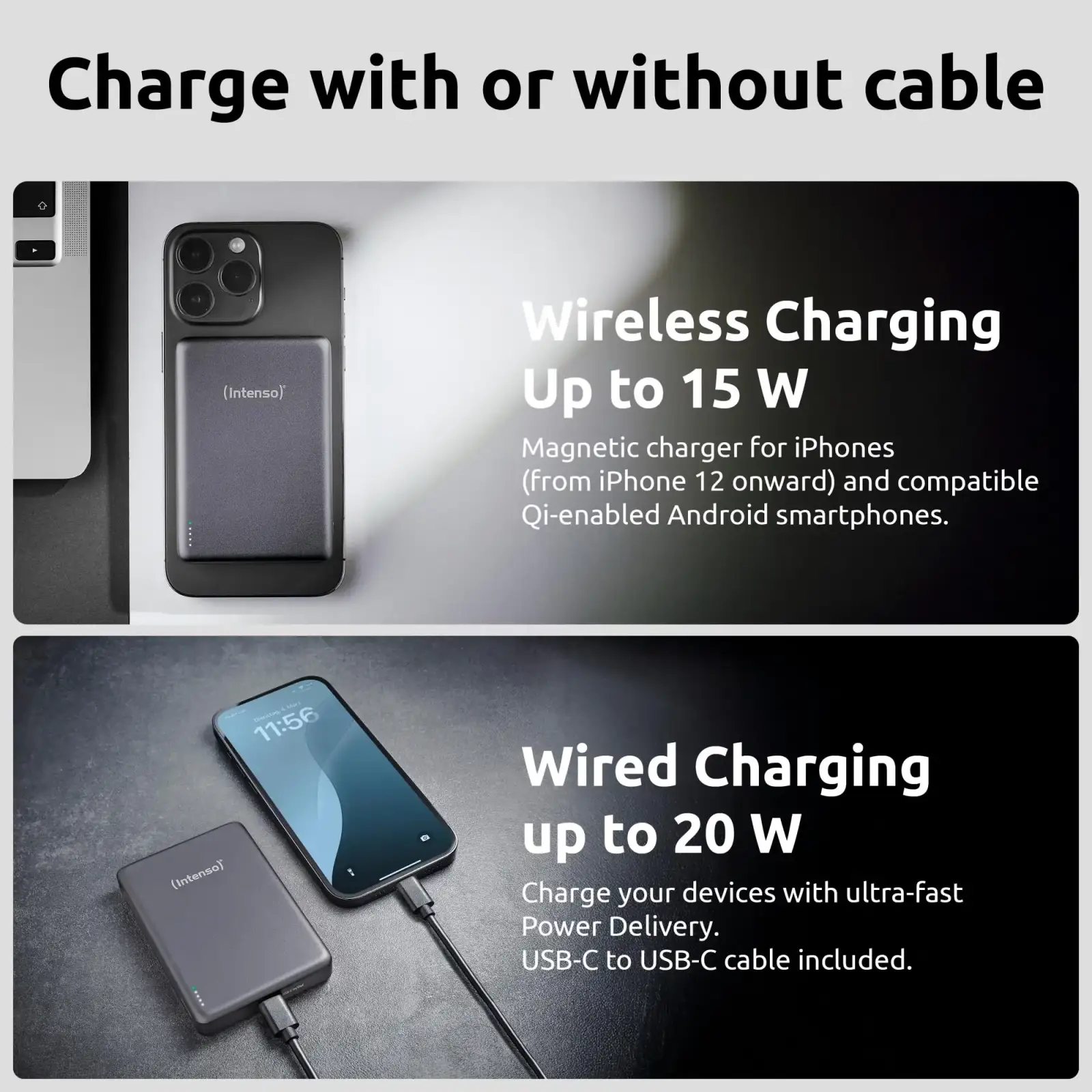 Зовнішній акумулятор USB 10000MAH MAG GREY MW10000 7344034 INTENSO UA