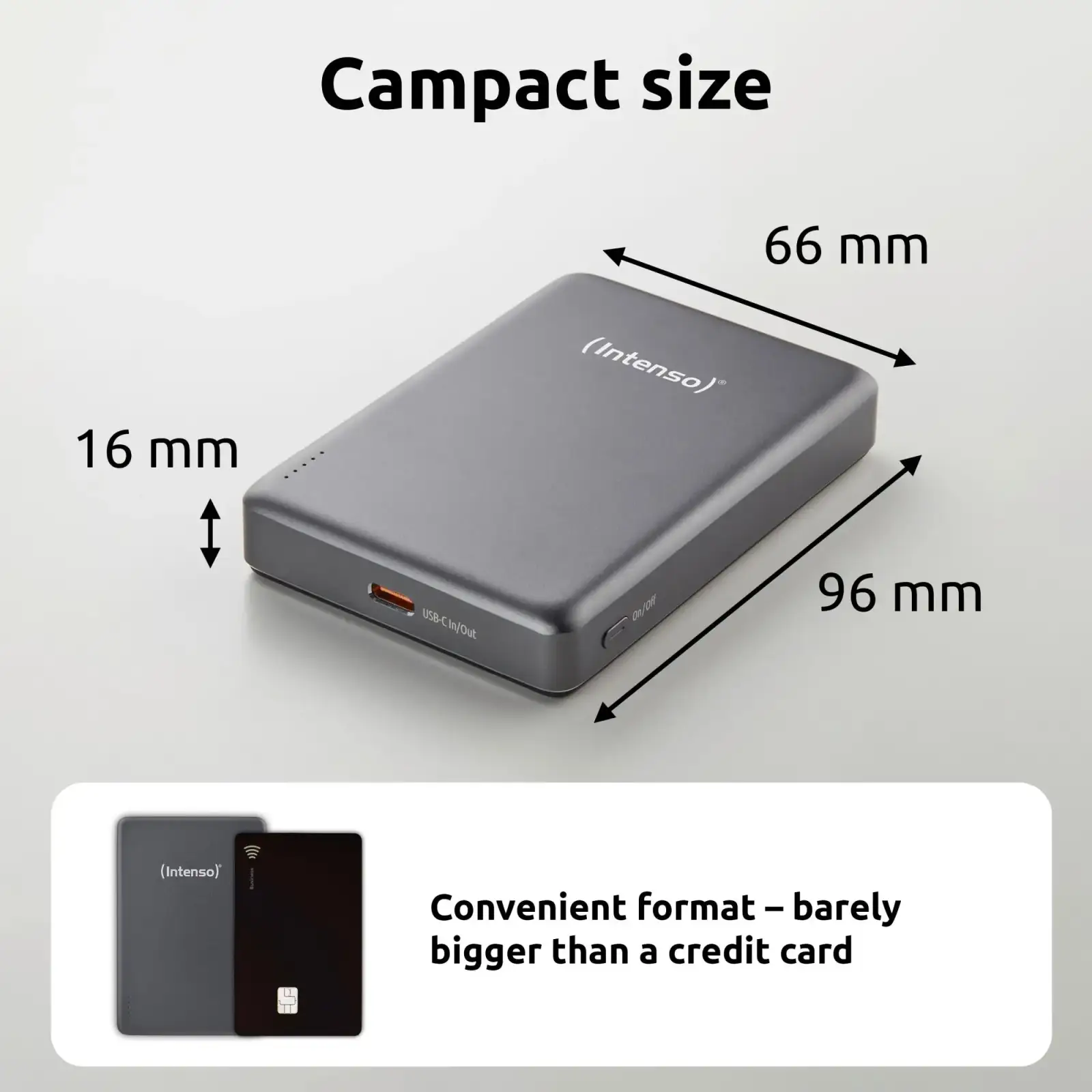 Зовнішній акумулятор USB 10000MAH MAG GREY MW10000 7344034 INTENSO UA