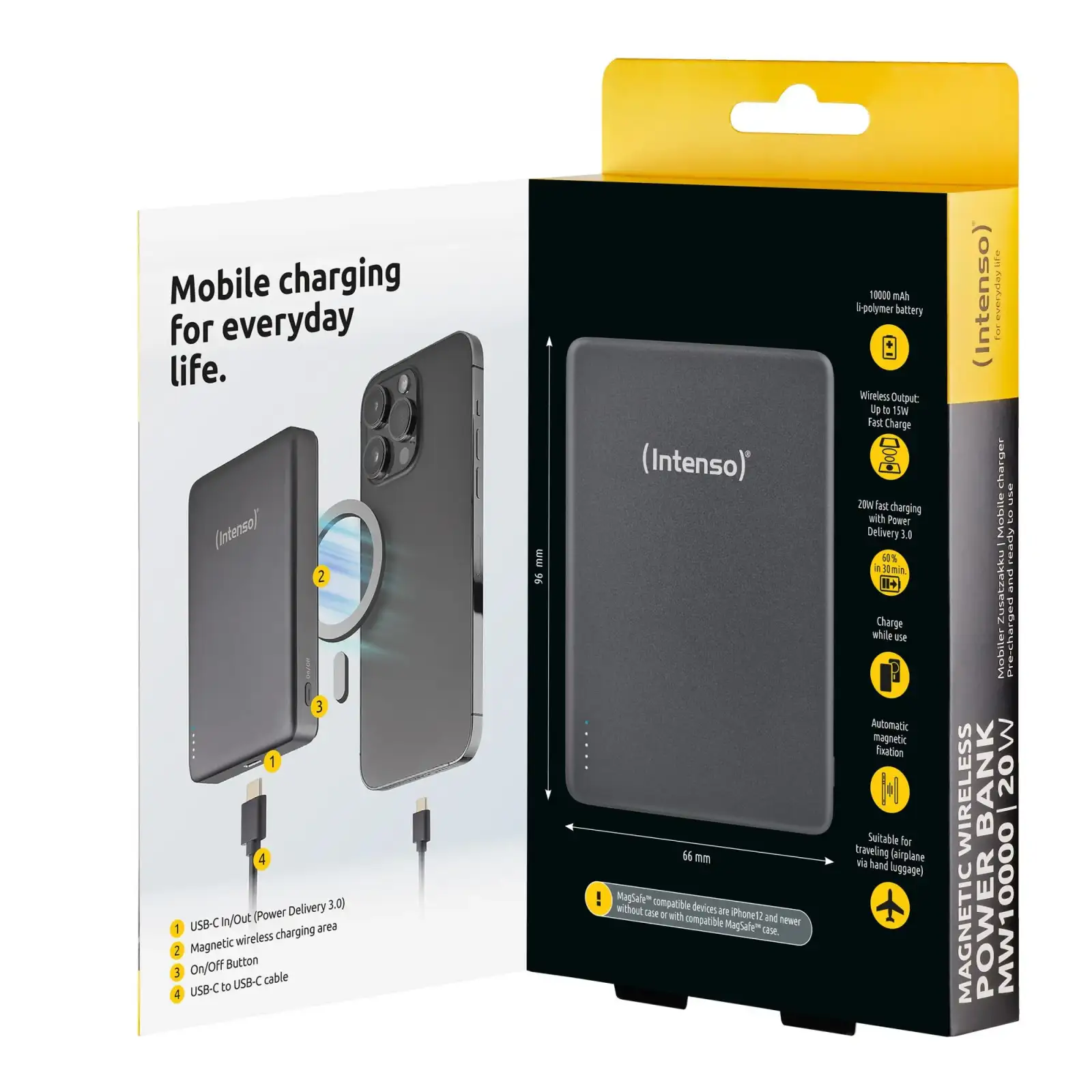 Зовнішній акумулятор USB 10000MAH MAG GREY MW10000 7344034 INTENSO UA