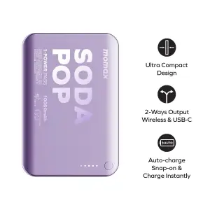 Зовнішній акумулятор WRL 10000MAH PINK IP166P MOMAX UA