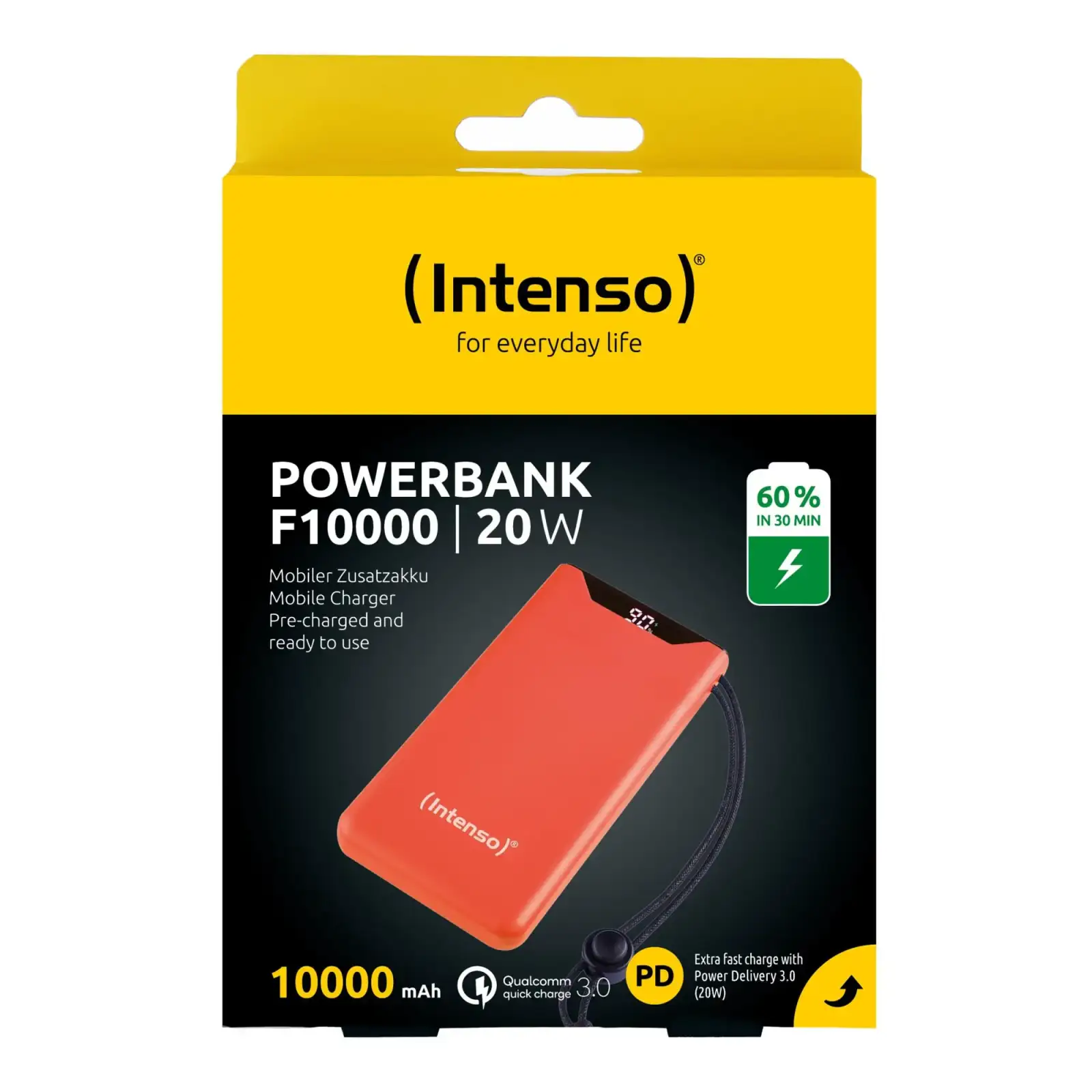 Зовнішній акумулятор USB 10000MAH QC3.0 ORANGE F10000 7332038 INTENSO UA