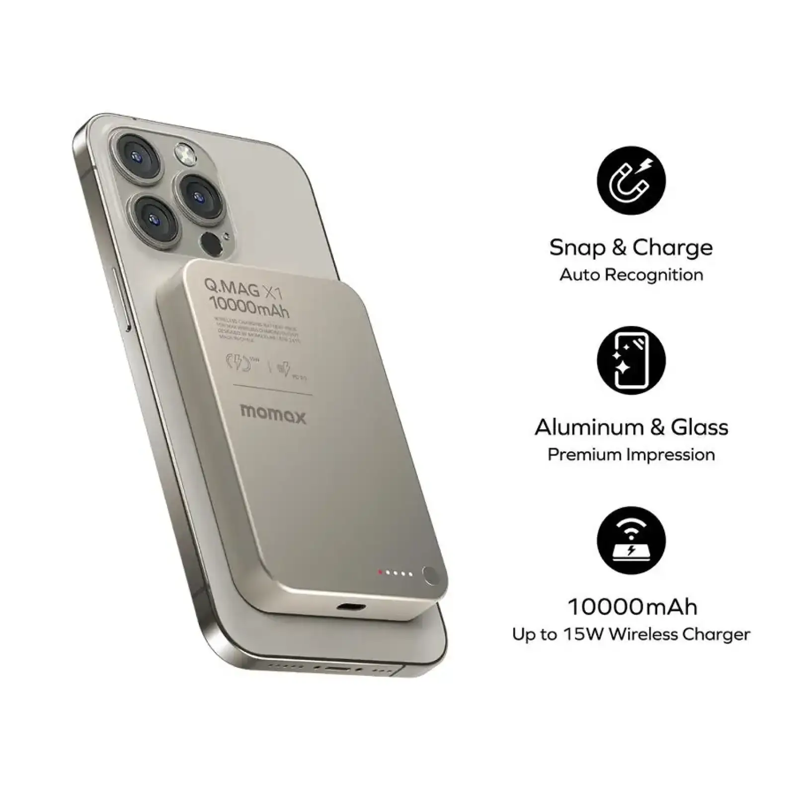 Зовнішній акумулятор WRL 10000MAH Q.MAG X1 TITAN. IP117AE MOMAX UA