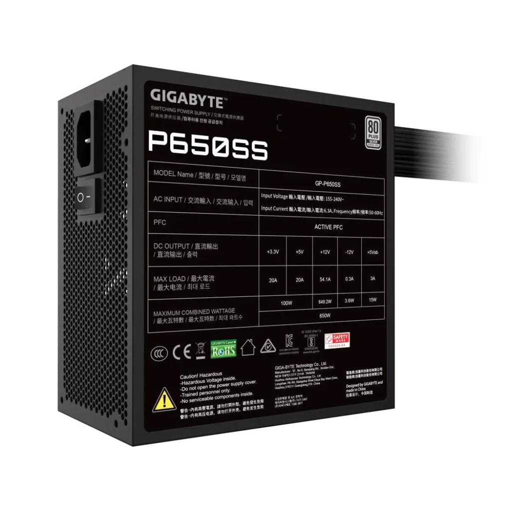 Блок живлення ATX2.31 650W GP-P650SS GIGABYTE UA