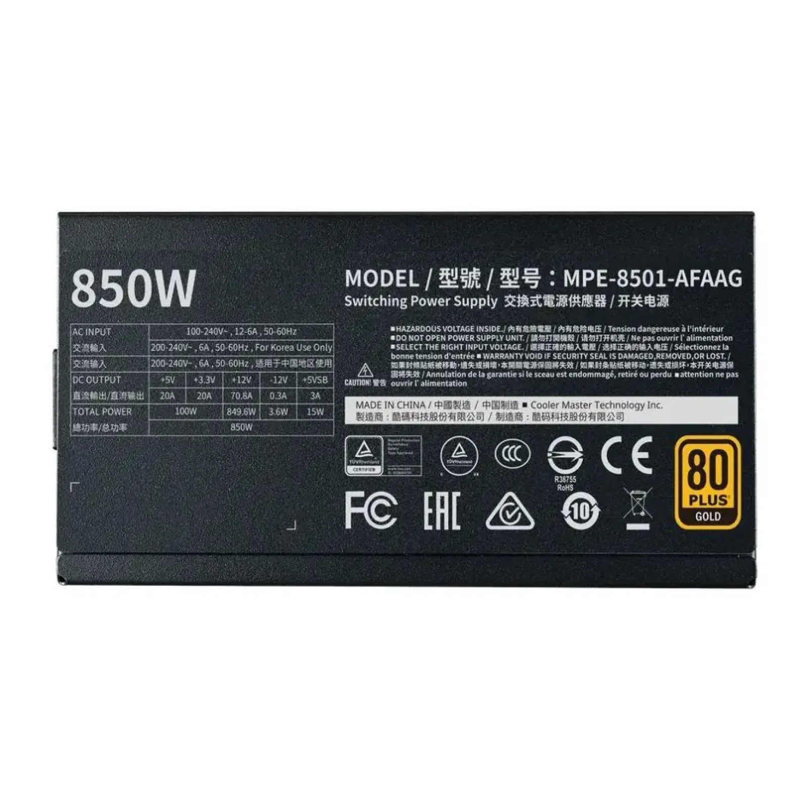 Блок живлення ATX 850W MPE-8501-AFAAG COOLER MASTER (MPE-8501-AFAAG-3EEU) UA