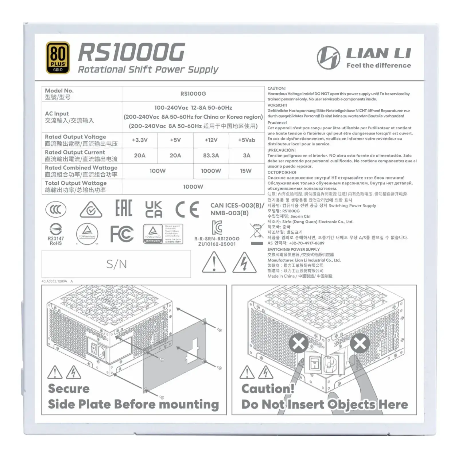 Блок живлення ATX3.1 1000W G9P.RS1000G.W000.EU LIAN LI UA