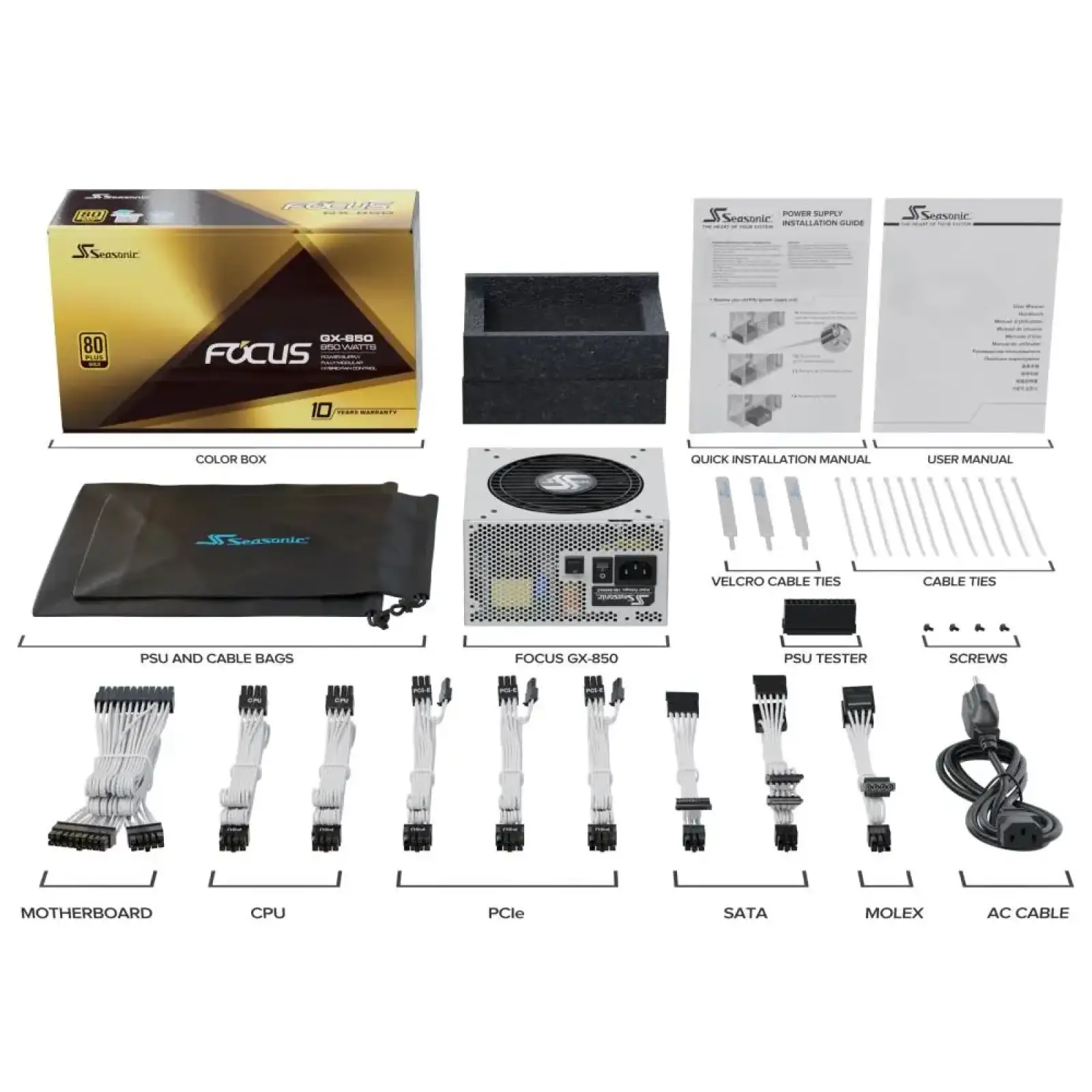 Блок живлення ATX 850W FOCUS-GX-850-WHITE SEASONIC UA