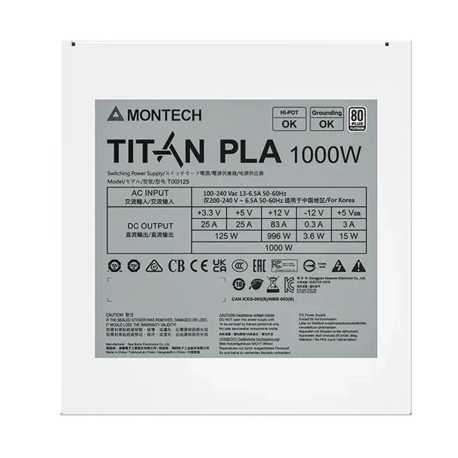 Блок живлення ATX 1000W TIX0125 TITAN PLA 1000 MONTECH UA