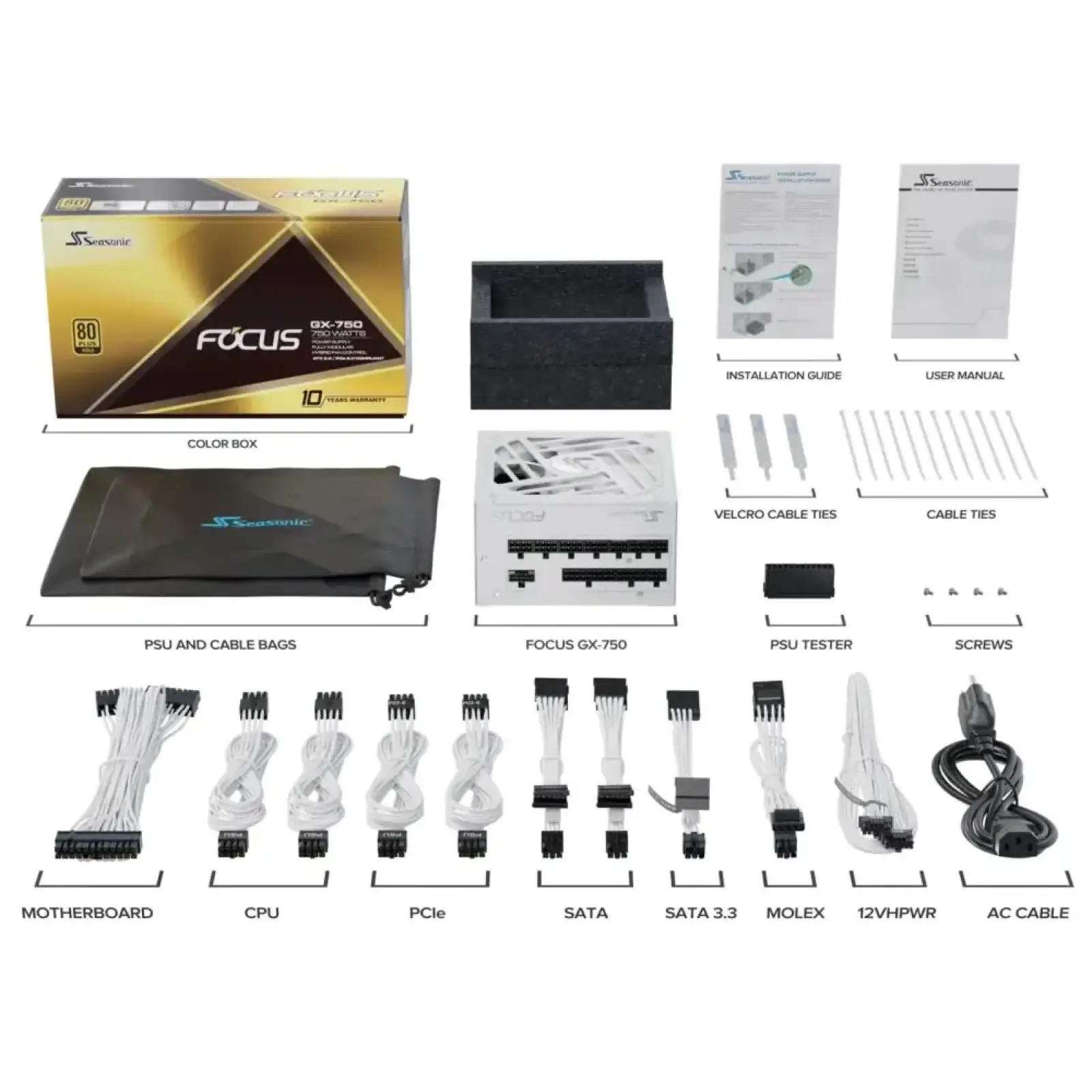Блок живлення ATX 750W FOCUS-GX-750-V4-WHITE SEASONIC UA