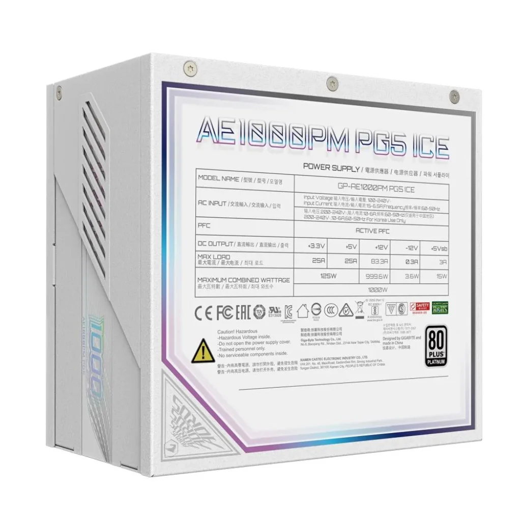 Блок питания ATX3.0 1000W GP-AE1000PM PG5 ICE GIGABYTE UA