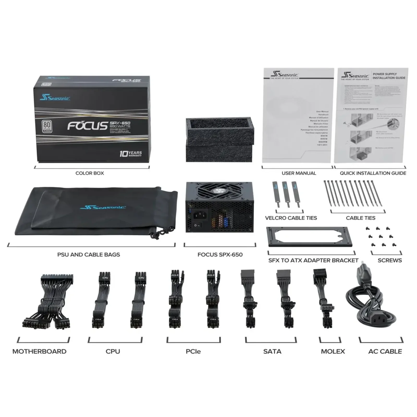 Блок питания ATX 650W FOCUS-SPX-650 SEASONIC UA