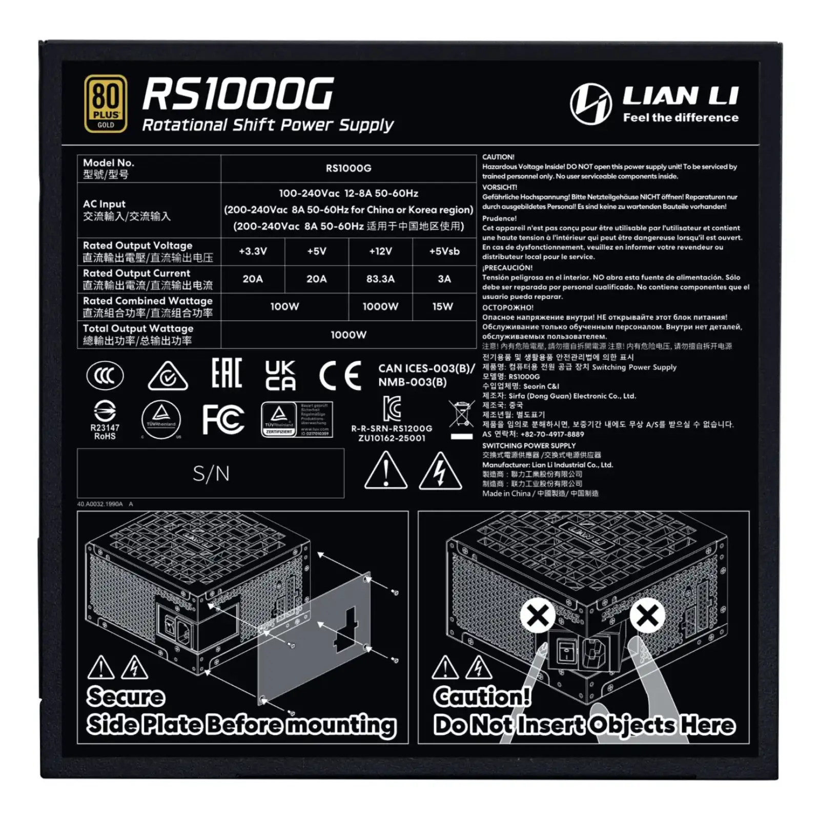 Блок живлення ATX3.1 1000W G9P.RS1000G.B000.EU LIAN LI UA
