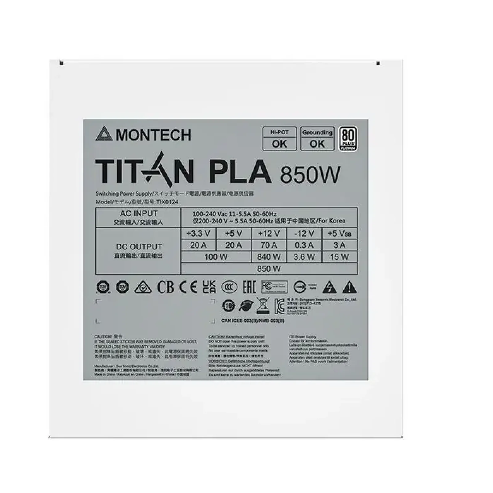 Блок живлення ATX 850W TIX0124 TITAN PLA 850 MONTECH UA