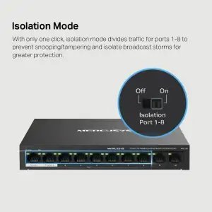 Комутатор 10-портовий 10/100 Мбіт/с ( 8 портів PoE+), MS110P MERCUSYS UA