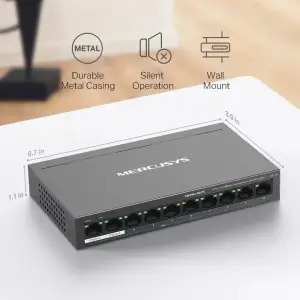 Комутатор 10-портовий 10/100 Мбіт/с ( 8 портів PoE+), MS110P MERCUSYS UA