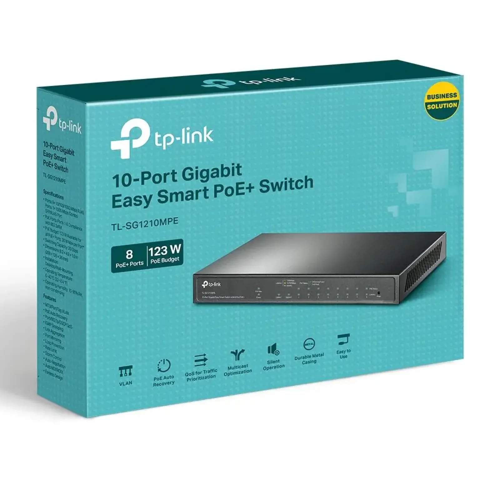 Комутатор TP-LINK 10-портовий гігабітний з 8 РоЕ+ портами TL-SG1210MPE UA