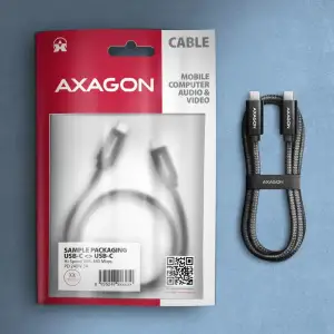Кабель AXAGON BUCM2-CM25AB USB-C-USB-C 2.0, 2.5м, PD 240W 5A, Чорний UA