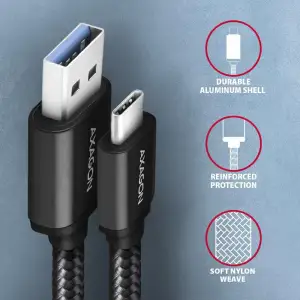 Кабель USB-C TO USB3.2 1M BLACK BUCM3-AM10AB AXAGON UA