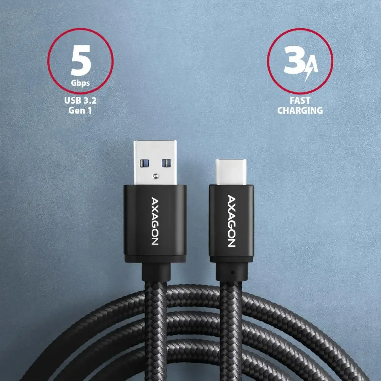 Кабель USB-C TO USB3.2 2M BLACK BUCM3-AM20AB AXAGON UA