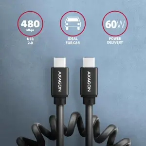 Кабель USB-C TO USB-C 0.6M 60W TWISTER BLK BUCM-CM10TB AXAGON UA