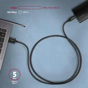 Кабель USB-C TO USB3.2 2M BLACK BUCM3-AM20AB AXAGON UA