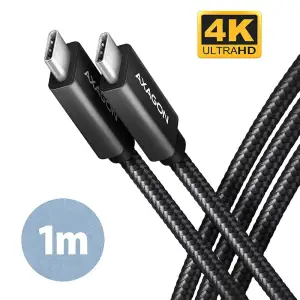 Кабель AXAGON BUCM32-CM10AB USB-C-USB-C 3.2 Gen 2, 1m, PD 100W, 5A, 4K HD,Чорний UA