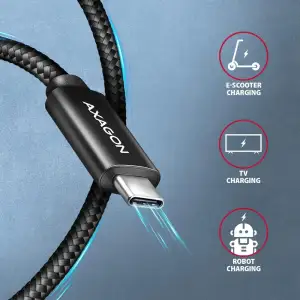 Кабель AXAGON BUCM2-CM10AB USB-C USB-C 2.0, 1м, PD 240W 5A, Чорний UA