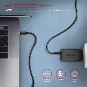 Кабель AXAGON BUCM32-CM10AB USB-C-USB-C 3.2 Gen 2, 1m, PD 100W, 5A, 4K HD,Чорний UA