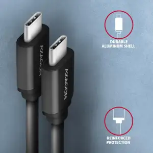 Кабель USB-C TO USB-C 0.6M 60W TWISTER BLK BUCM-CM10TB AXAGON UA
