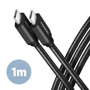 Кабель AXAGON BUCM3-CM10AB USB-C-USB-C 3.2 Gen 1, 1m, PD 60W, 3A, чорний UA