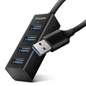 Хаб AXAGON HUE-M1A SuperSpeed USB-A MINI hub, USB-A кабель 20см, Чорний UA