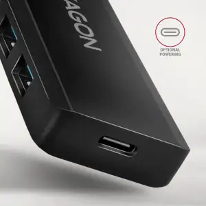 Хаб AXAGON HUE-C1A USB-A 5Гбіт/с TRAVEL hub, 20см Type-A, Чорний UA