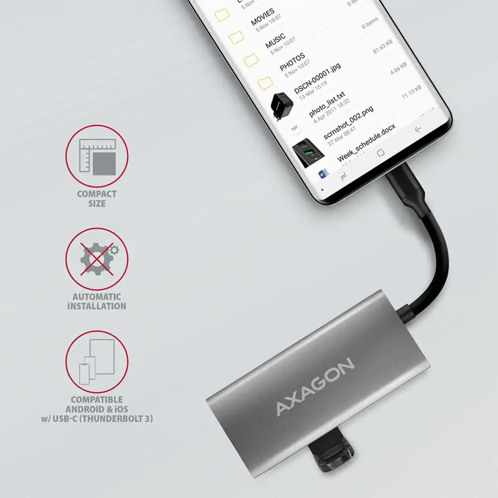 Хаб концентратор AXAGON HMC-4G2 SuperSpeed ​​USB-C 10 Gbps SPEEDSTER 4, Сірий UA