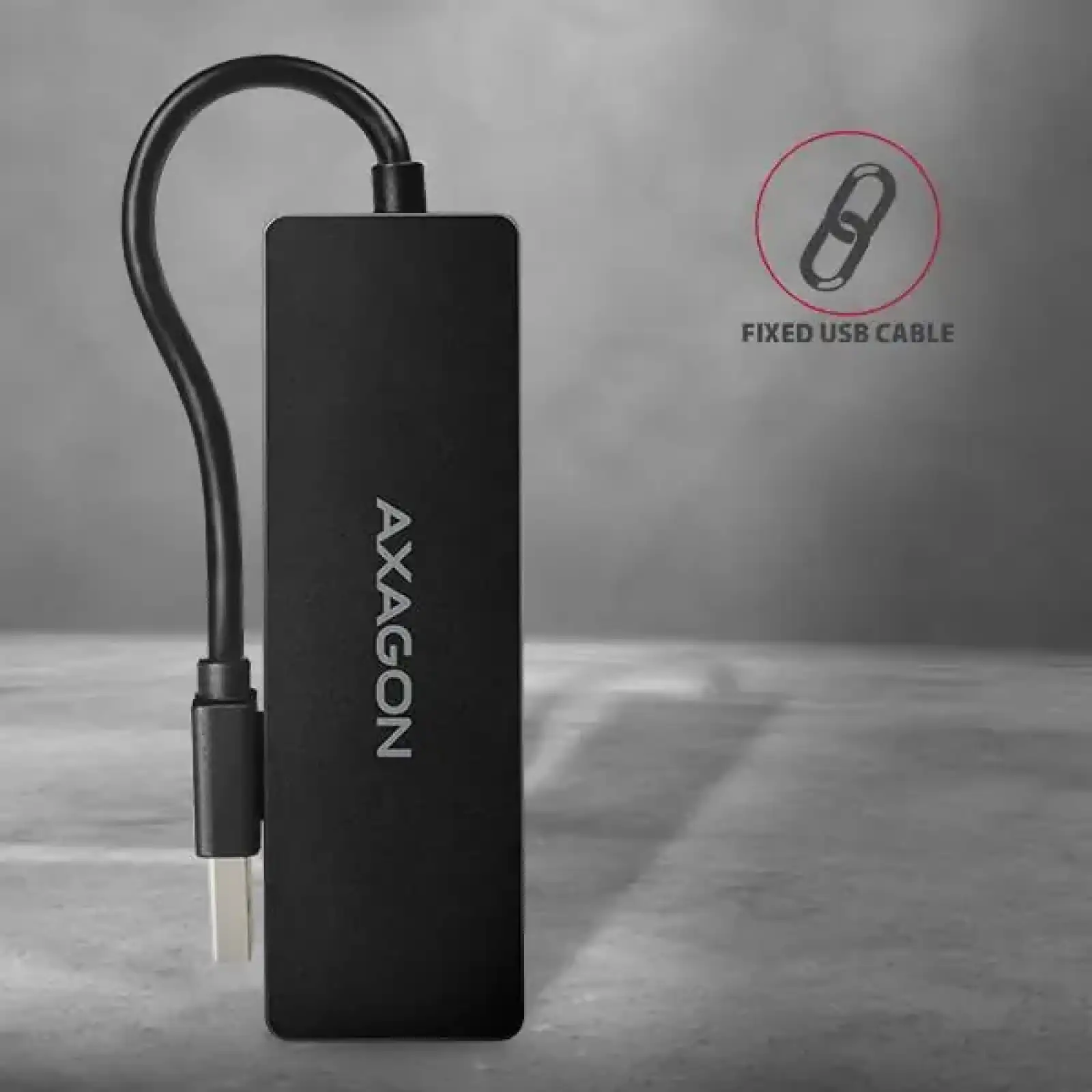 Хаб AXAGON HUE-G1A SuperSpeed USB SLIM hub, кабель 14см Type-A, Чорний UA