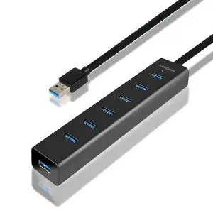 Хаб AXAGON HUE-SA7BP USB3.0 CHARGING hub, USB-A кабель 40см, Чорний UA