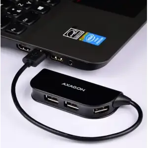 Хаб AXAGON HUE-X4B USB READY hub, USB-A кабель 20см, Чорний UA